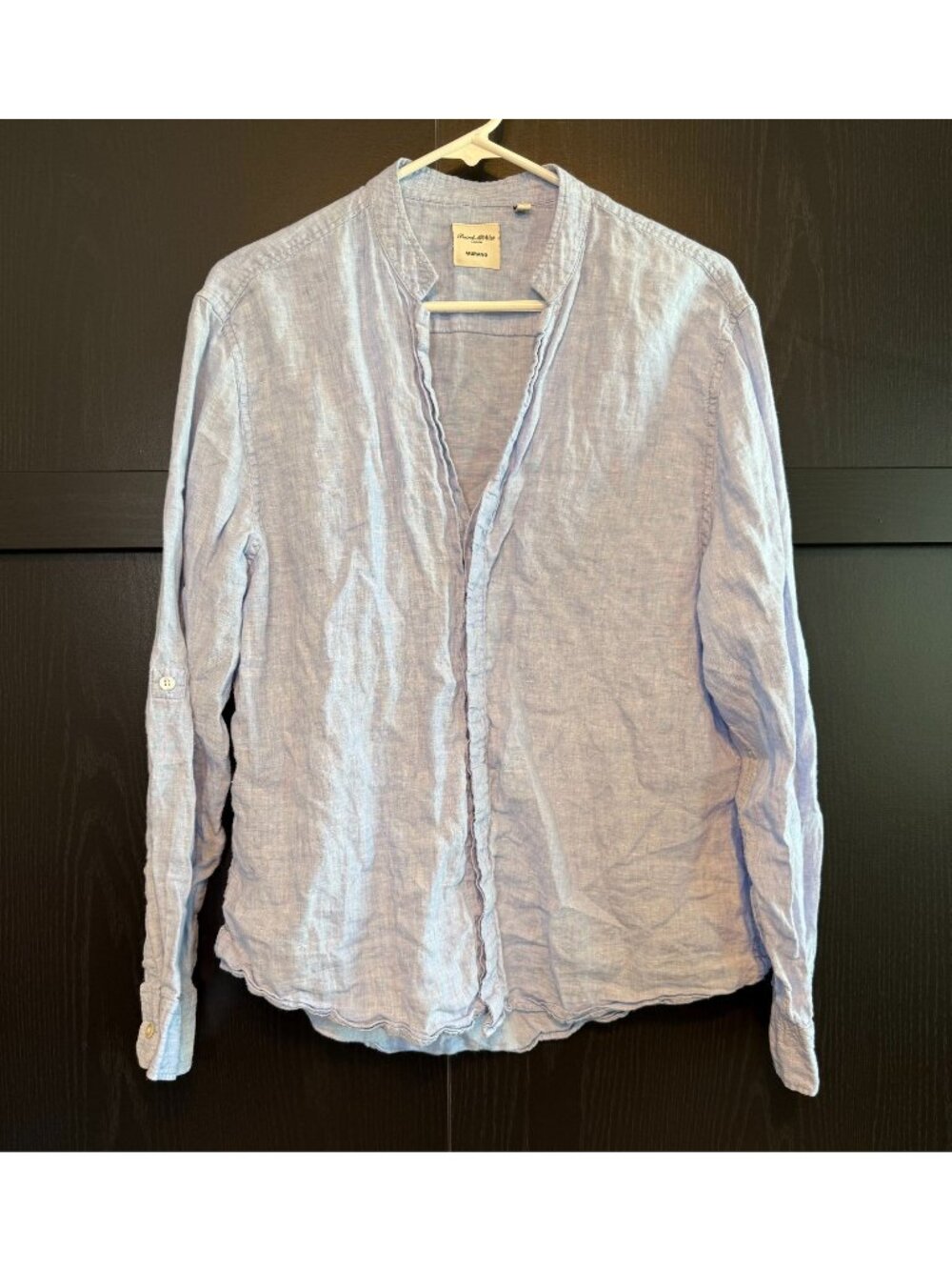Baird McNutt Women's Linen Murano Button Up Blue Shirt Large Long Sleeve Coastal